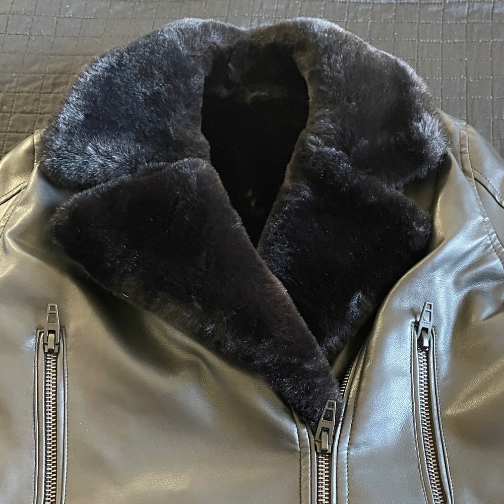Black Faux Fur Leather Jacket